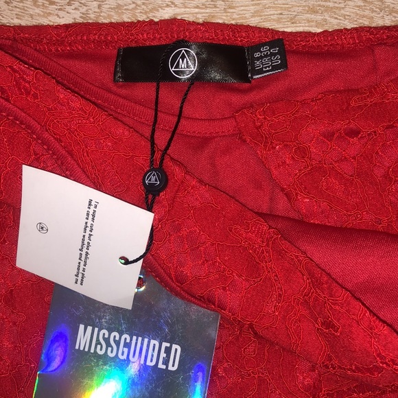NWT Missguided mini wrap lace skirt red small 4 - Picture 7 of 7